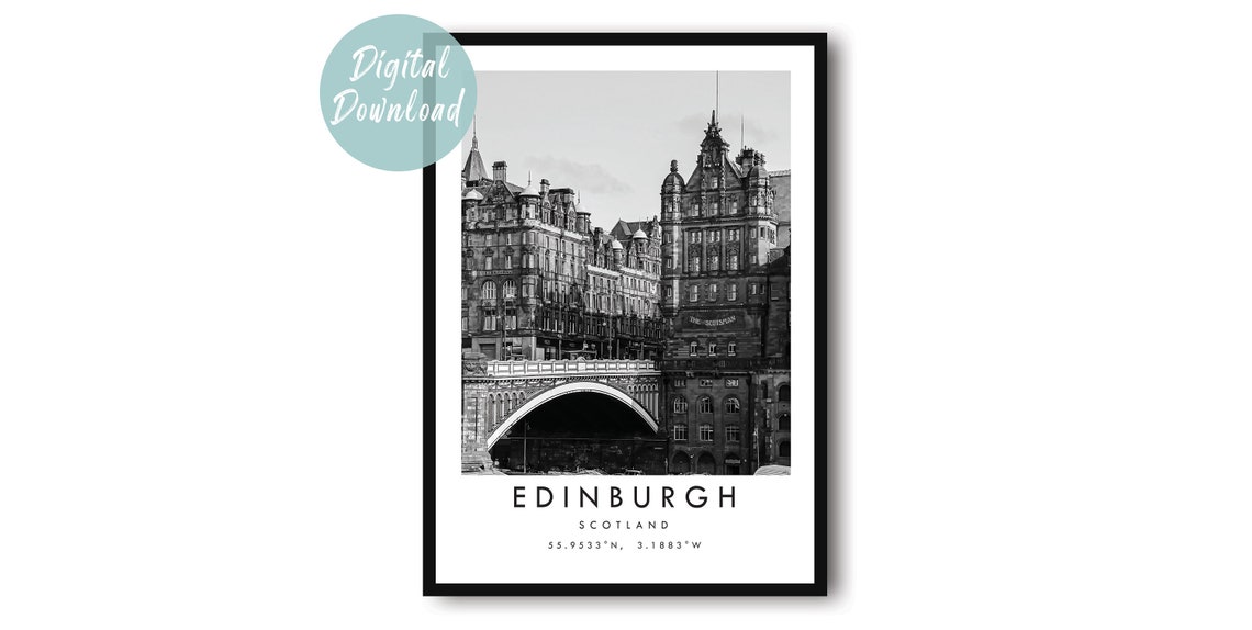 Edinburgh Old Town Black And White Architecture Travel Poster