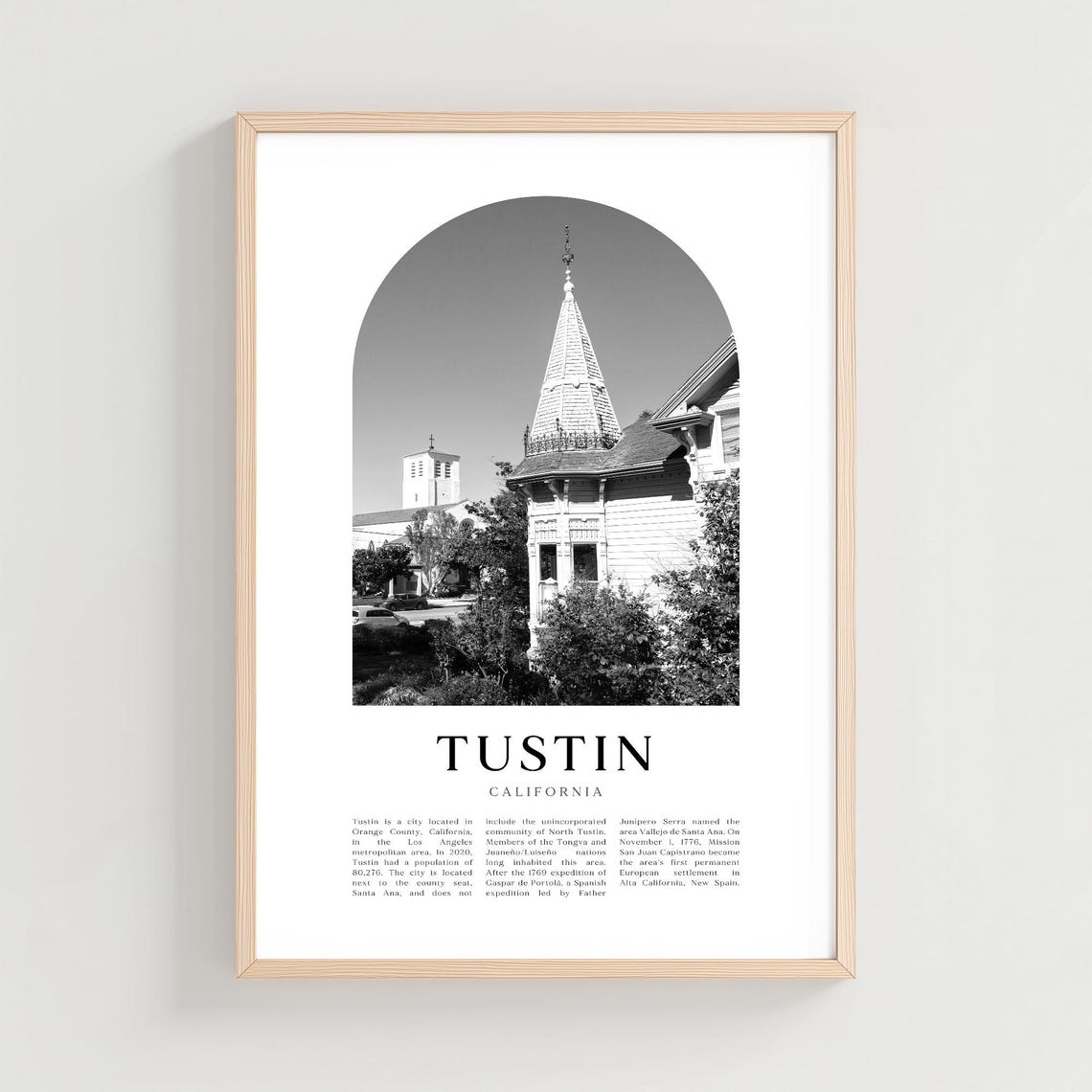 Tustin California Black and White Historic Building Photo Poster