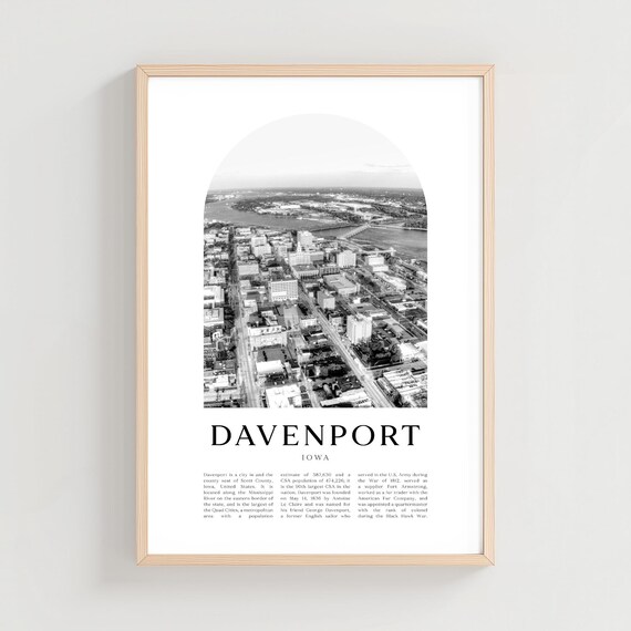 Davenport Iowa Aerial City View Over Mississippi River Photo Poster