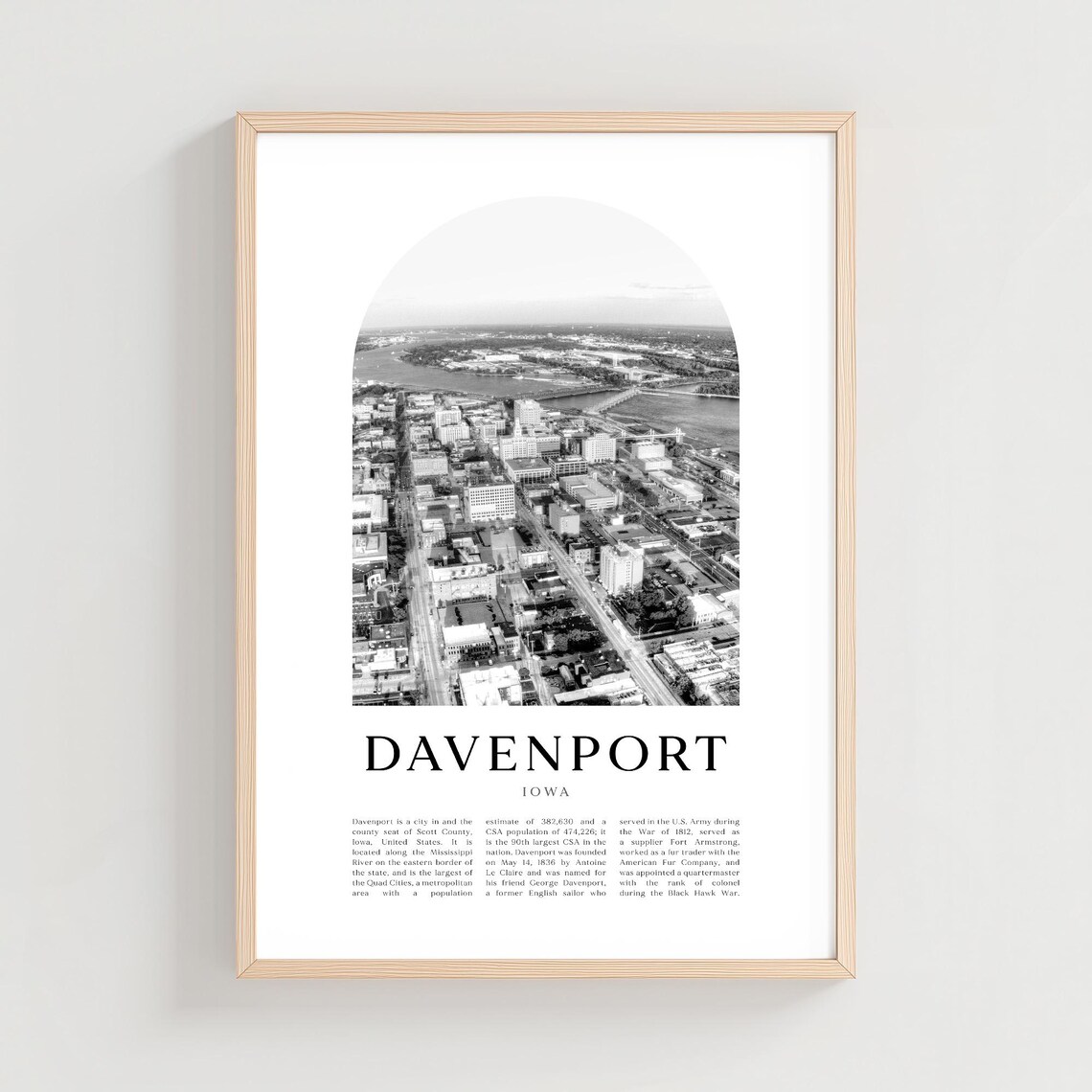Davenport Iowa Aerial City View Over Mississippi River Photo Poster