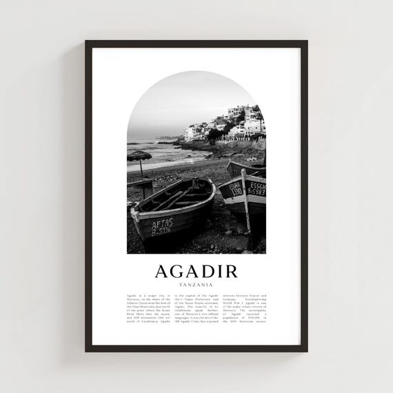 Agadir Travel Poster Print Wall Art Morocco City Gift Decor Af149m