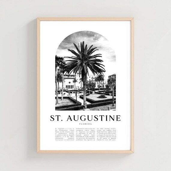 St Augustine Florida Historic Plaza Palm Trees Photo Travel Poster