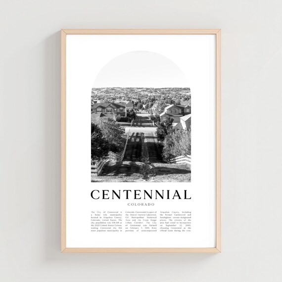 Centennial Colorado Suburban Neighborhood Arch Black and White Poster