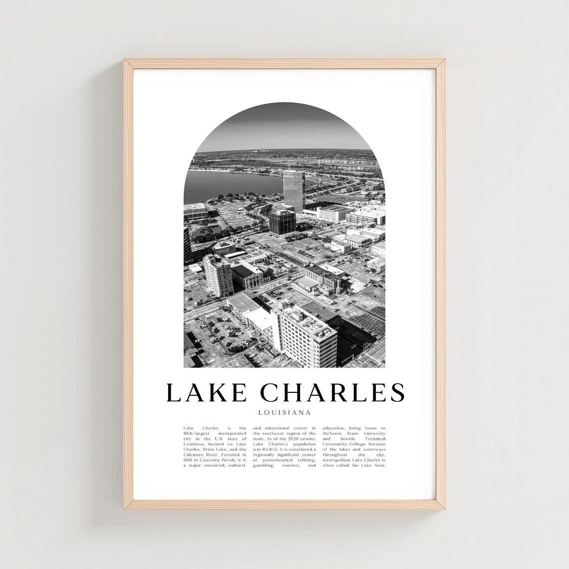 Lake Charles Travel Poster, Louisiana City Art Print