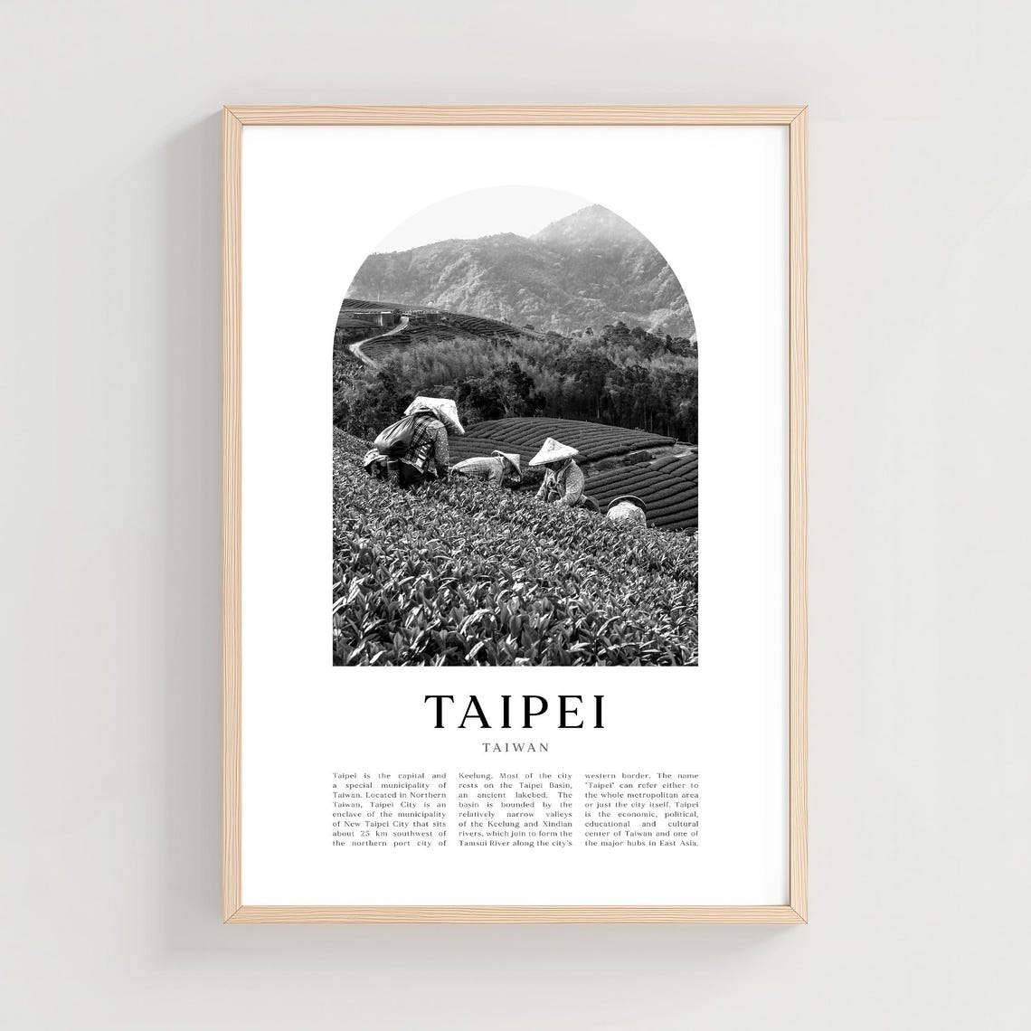 Taipei Taiwan Tea Pickers On Terraced Hills Black White Poster