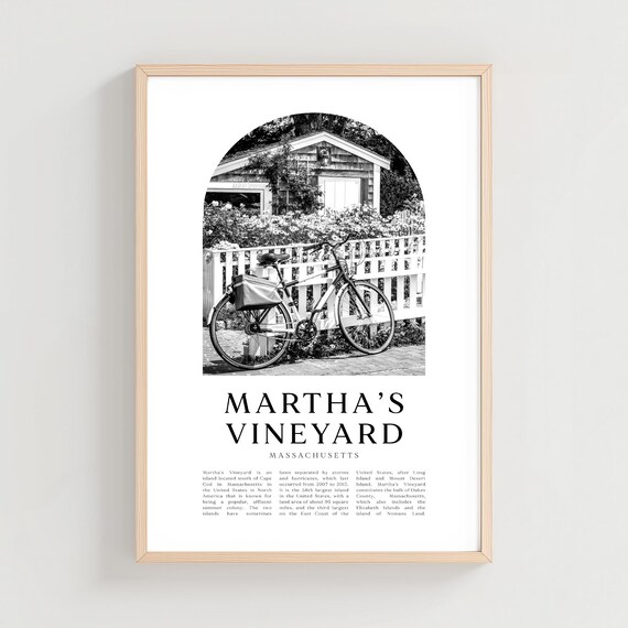 Martha's Vineyard Bicycle Picket Fence Cottage Black And White Photo Poster