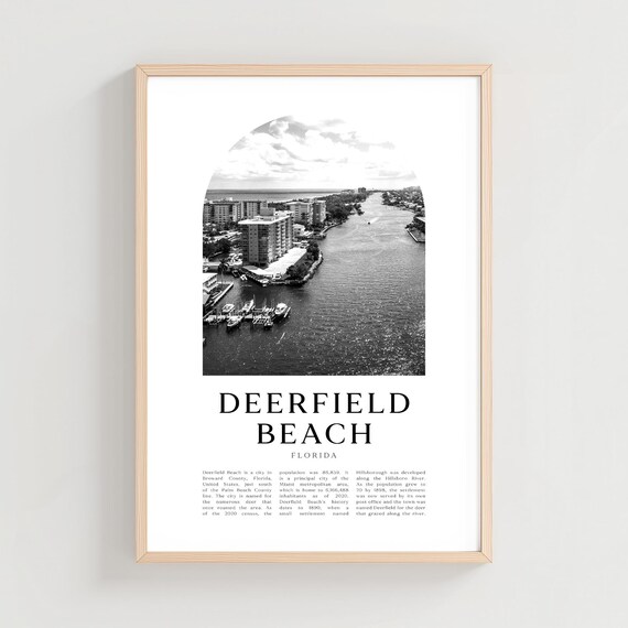 Deerfield Beach Florida Black and White River Aerial Photo Poster