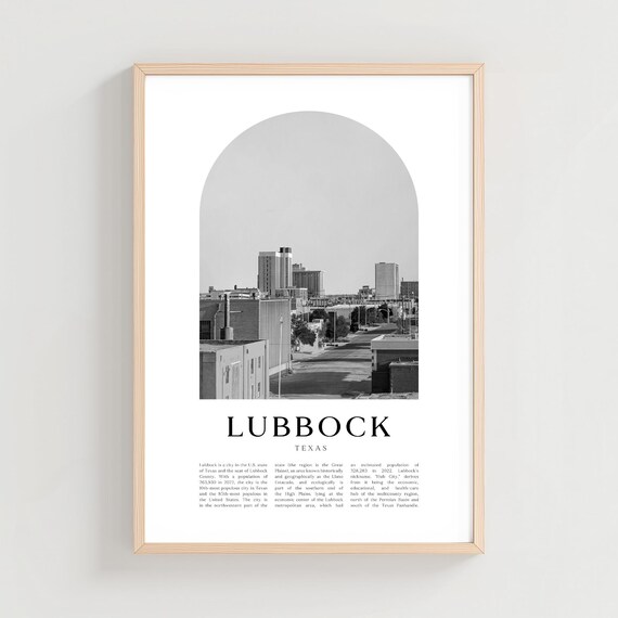 Lubbock Texas Skyline Black and White Photo Arch City Poster