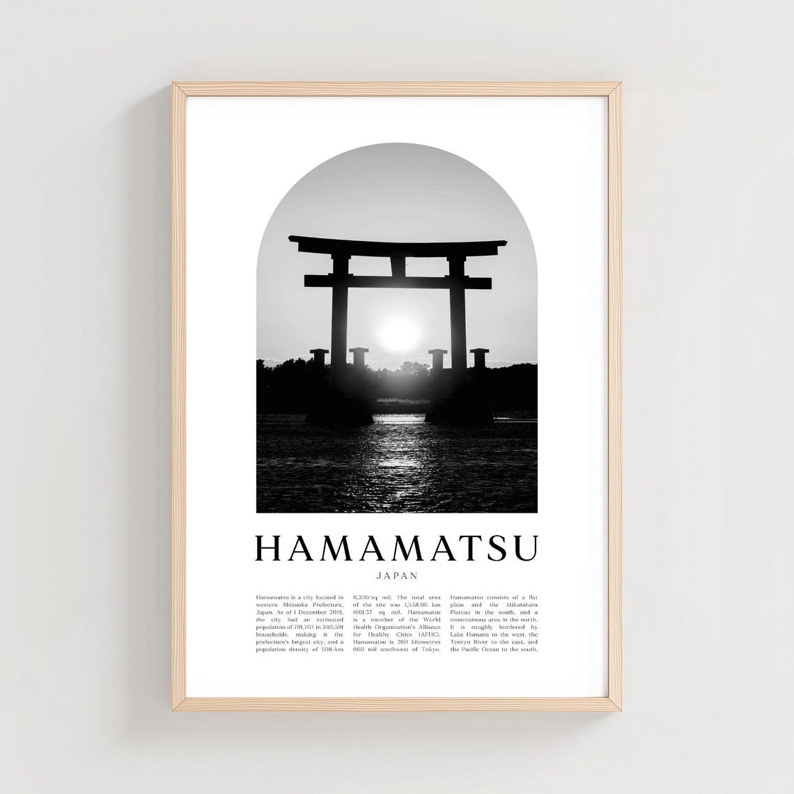 Hamamatsu Japan Torii Gate Sunrise Bold Silhouette Photo Poster