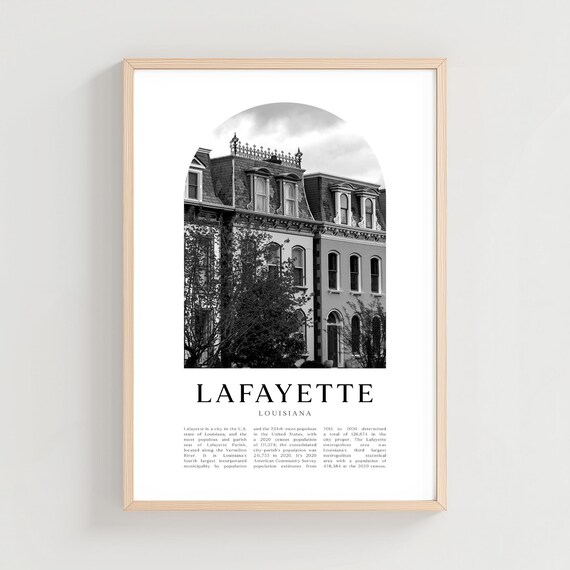 Lafayette Louisiana Historic Building Black and White Arch Travel Poster
