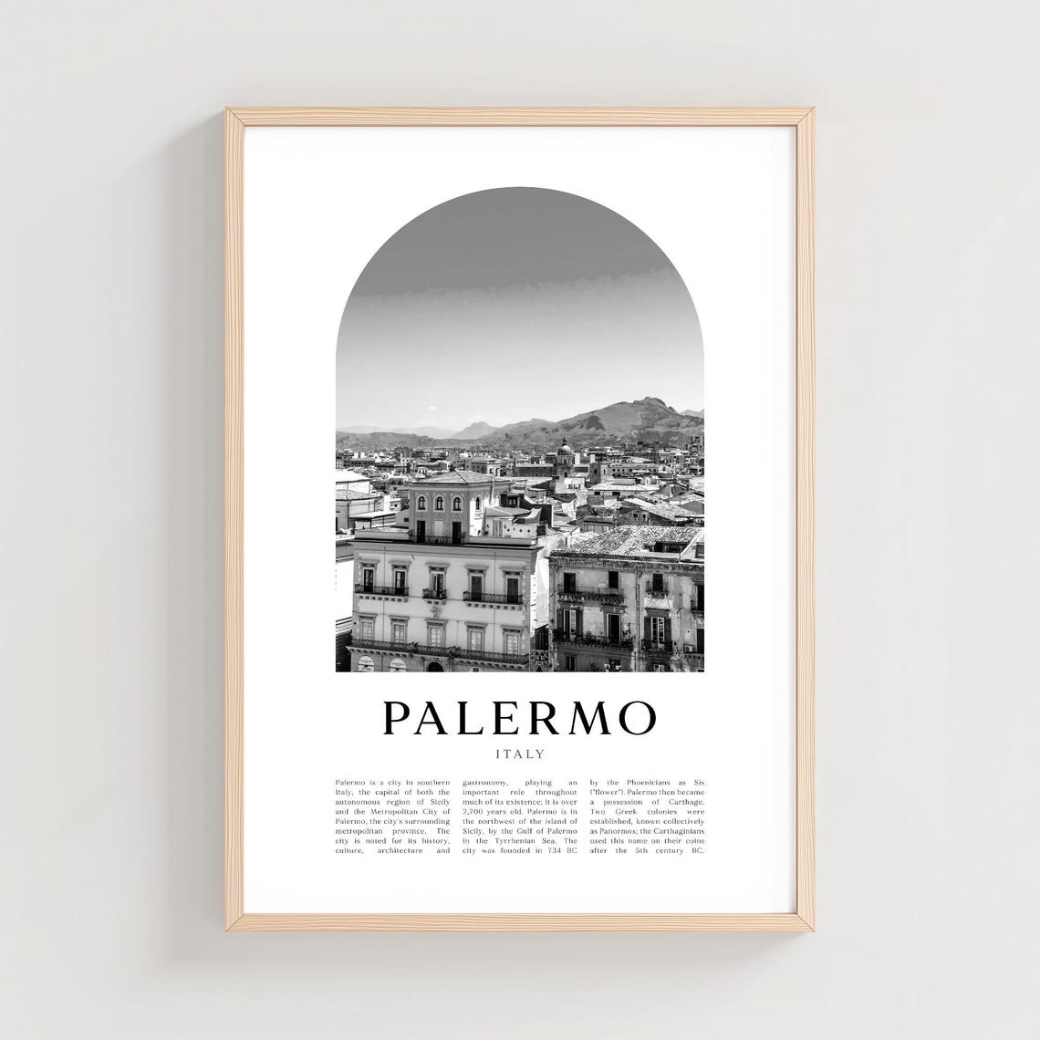 Palermo Italy Cityscape Black and White Photography Poster Edition