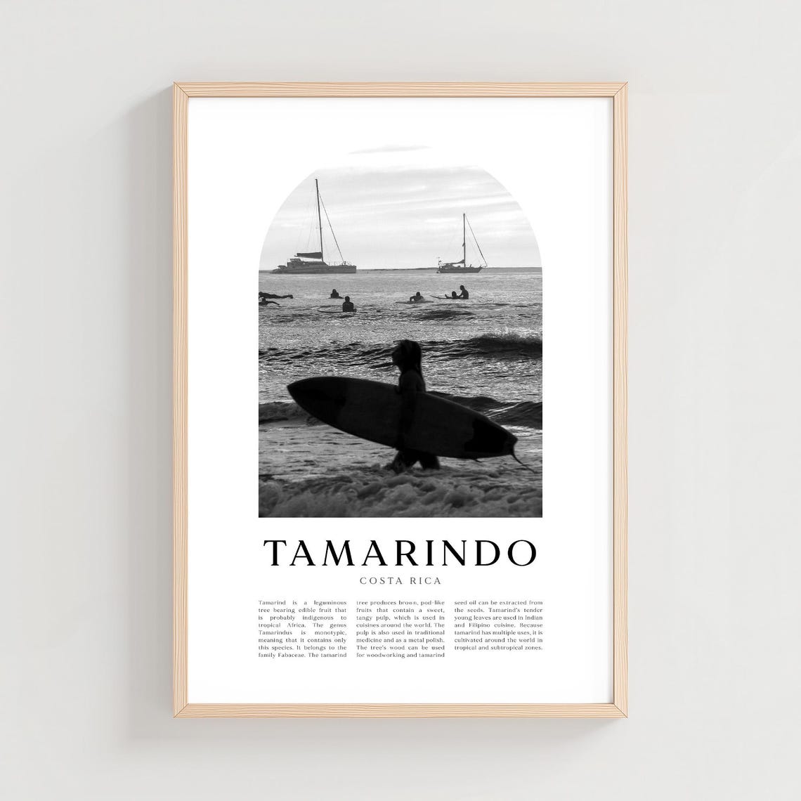 Tamarindo Costa Rica Surf Beach Silhouette Mono Photo Poster