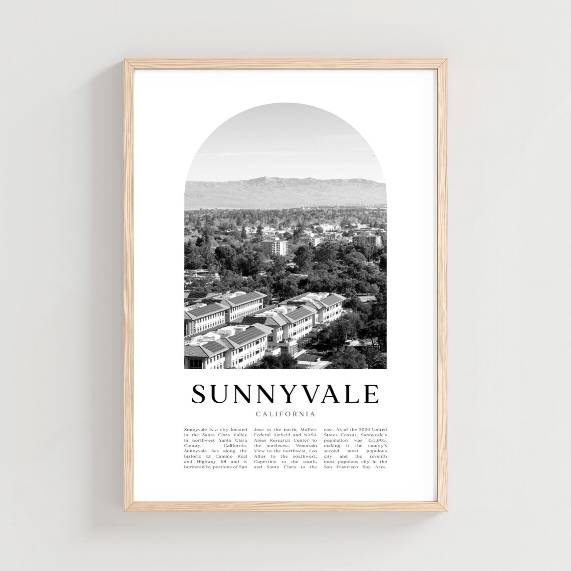 Sunnyvale California City Skyline Hillside Photo Travel Poster