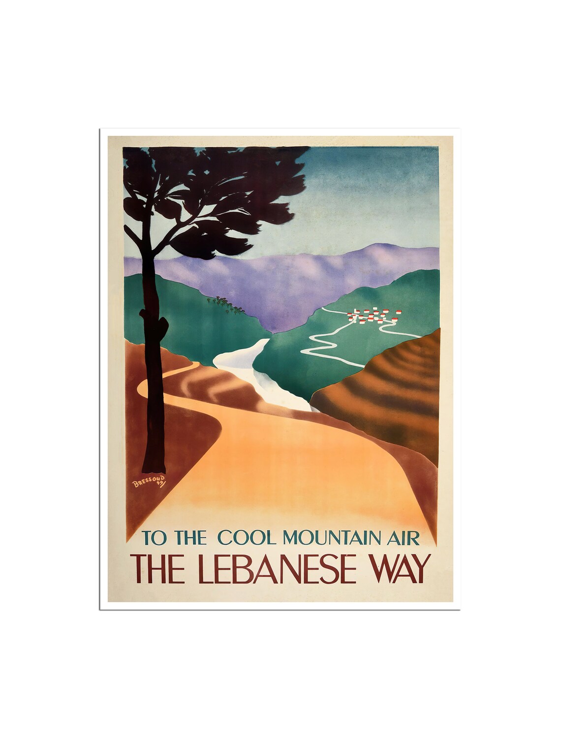 Lebanon Vintage Cool Mountain Air The Lebanese Way Travel Poster