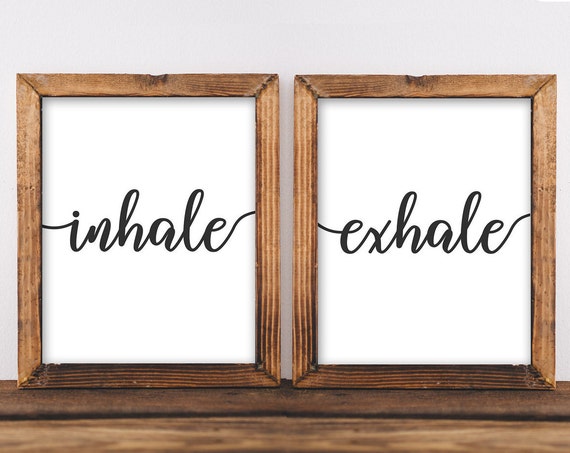 Inhale Exhale Quote Art Print, Yoga Meditation Decor