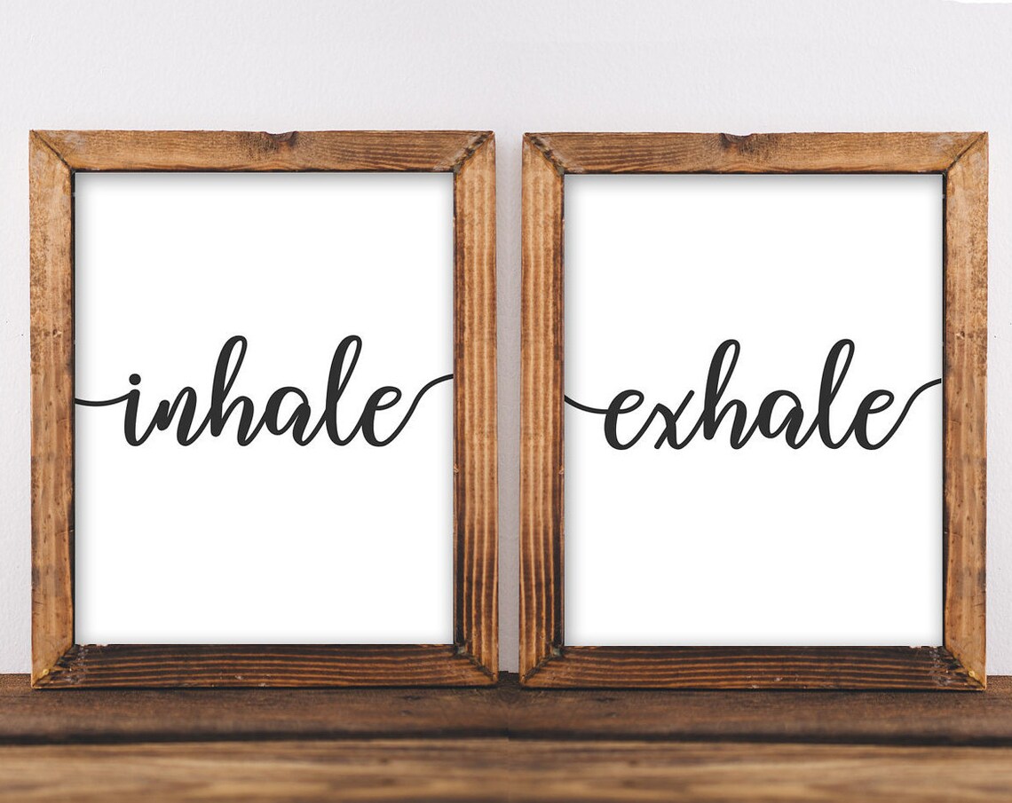 Inhale Exhale Quote Art Print, Yoga Meditation Decor