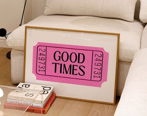 Pink Wall Art Aesthetic Room Decor Trendy Wall Art Good Times Poster Preppy Decor Retro Print Bedroom Poster Horizontal Print Pink Art Print