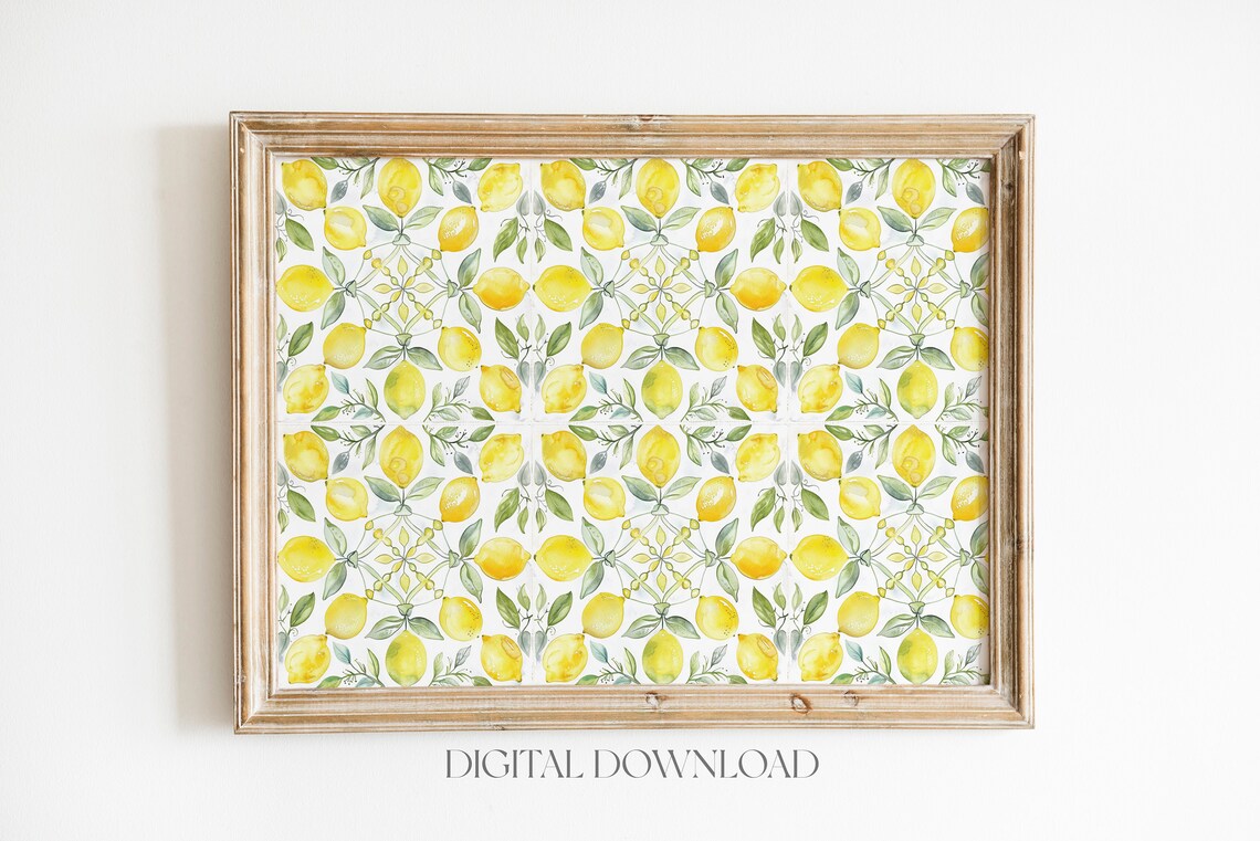 Watercolor Lemons Tiles Kitchen Wall Art Fruit Wall Art Moroccan Tiles Spanish Tiles Mediterranean Tile Seamless Pattern - Image 4
