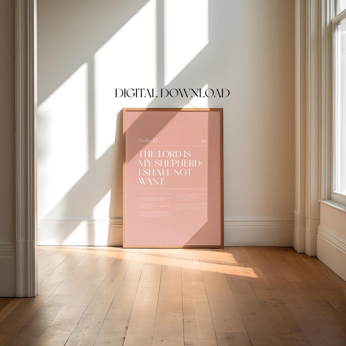 Psalm 23 The Lord Is My Shepherd I Shall Not Want Pink Minimalist Poster - Image 3