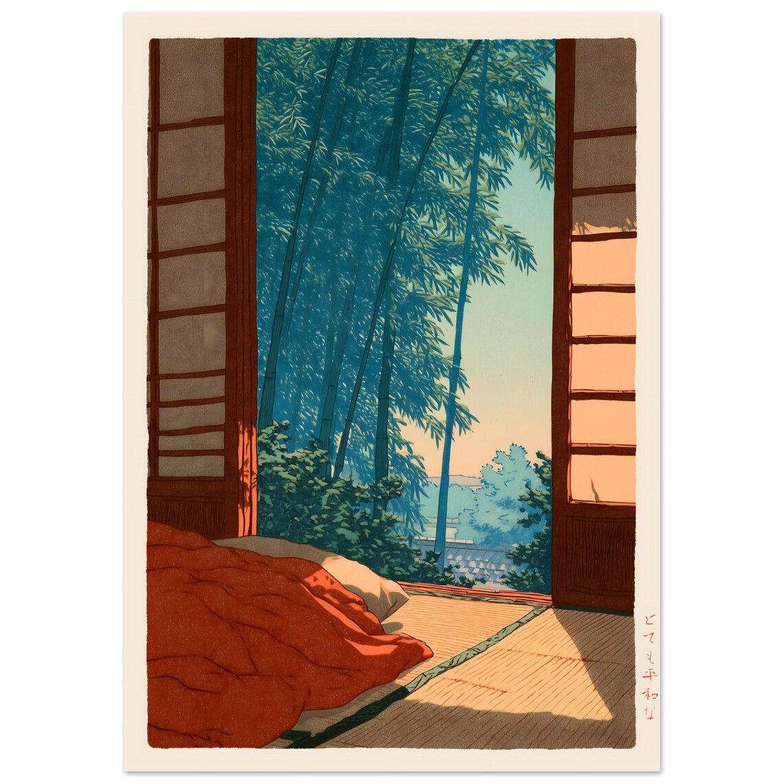 Japanese Bedroom Print, Hasui Kawase Style Art