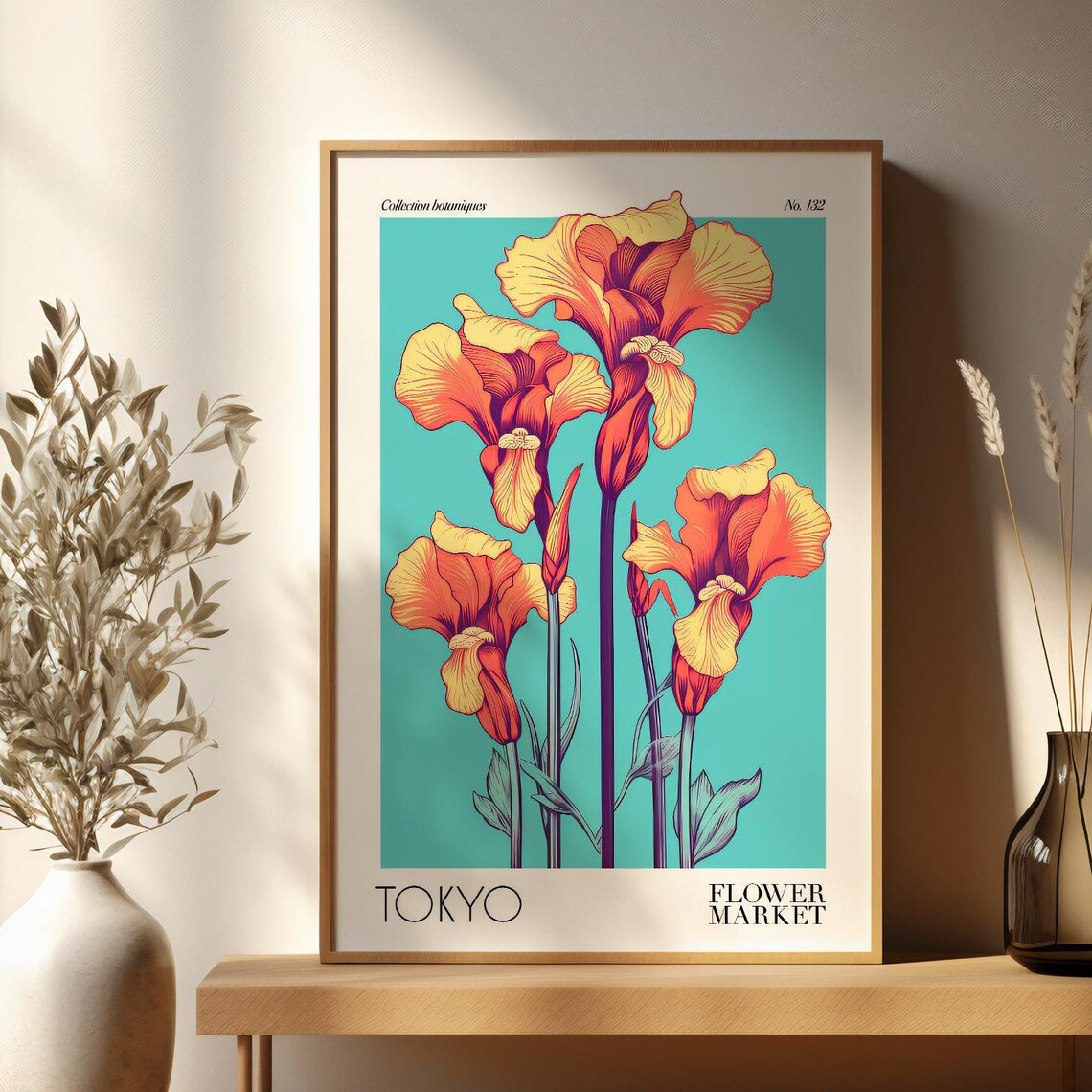 Tokyo Flower Market Orange Iris Botanical Collection No 132 Poster