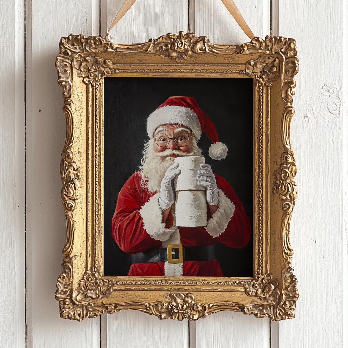 Santa Claus Toilet Paper Funny Christmas Art Print
