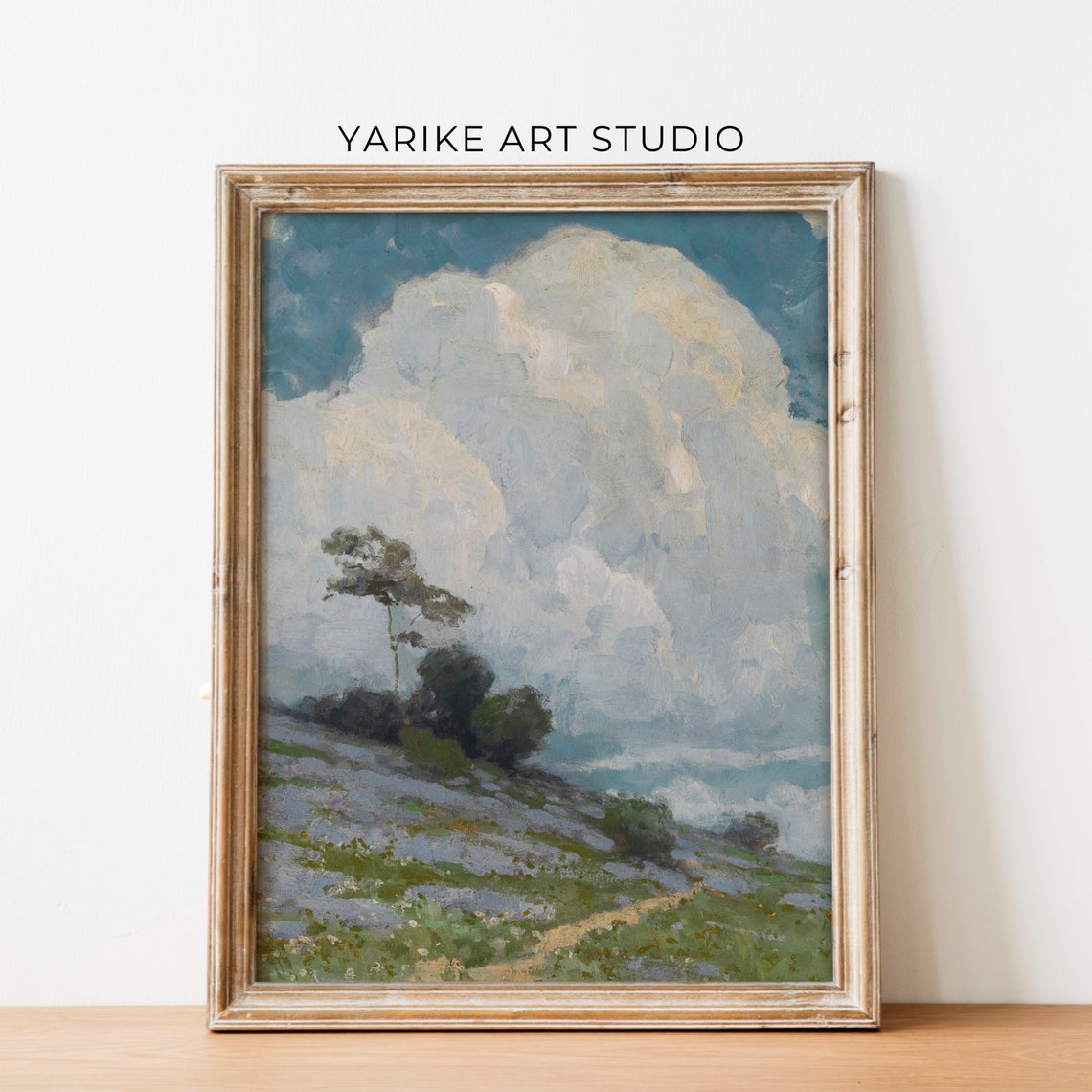 Vintage Country Oil Painting Vintage Landscape Art Print Green Landscape Painting Yarike Art Studio 266 Y