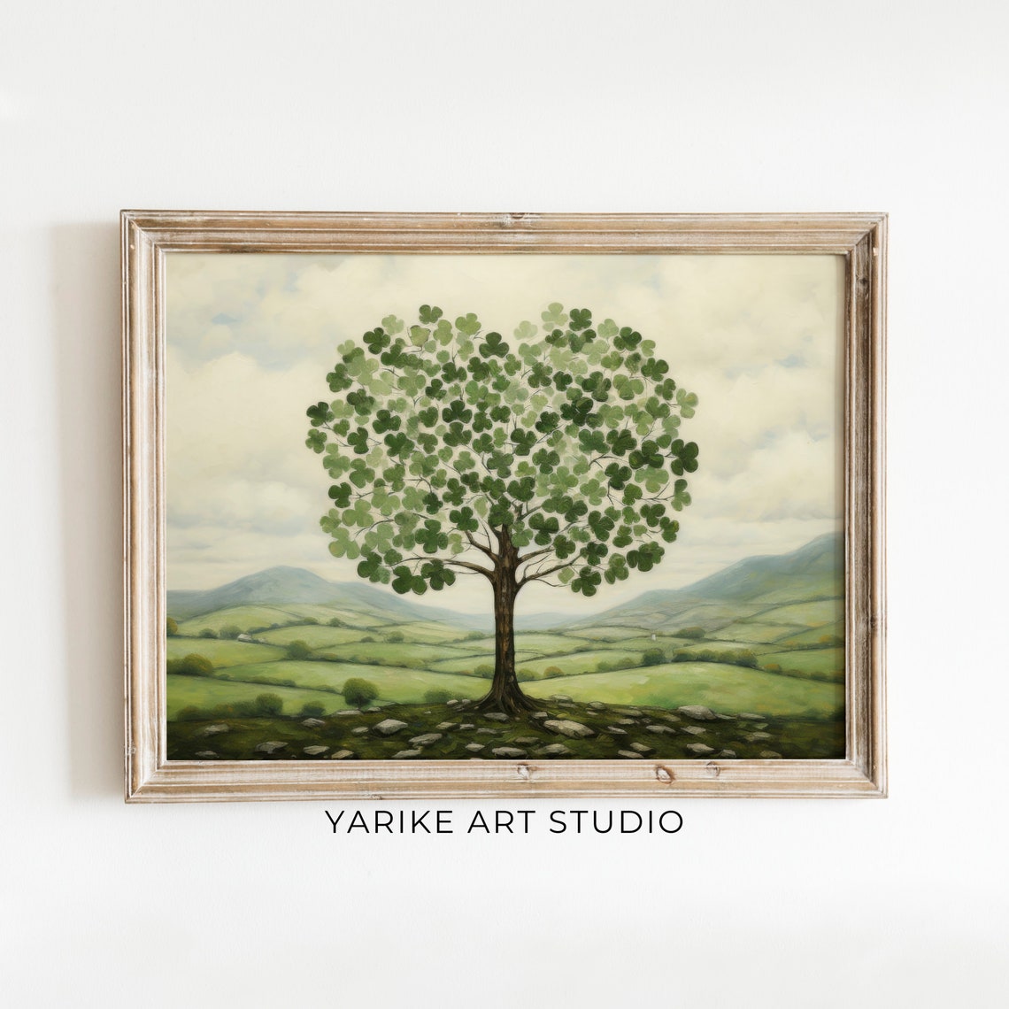 Shamrock Clover Tree Over Rolling Green Irish Hills Landscape Poster