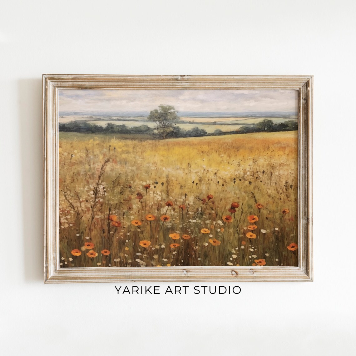 Golden Wildflower Field Meadow Vintage Country Landscape Oil Print