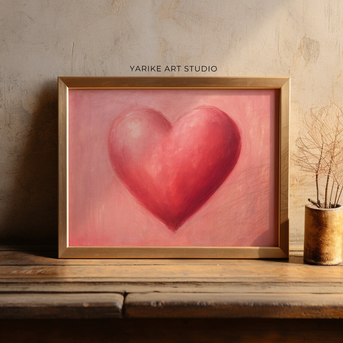 Bold Red Heart On Pink Romantic Minimal Valentine Day Art Poster - Image 2
