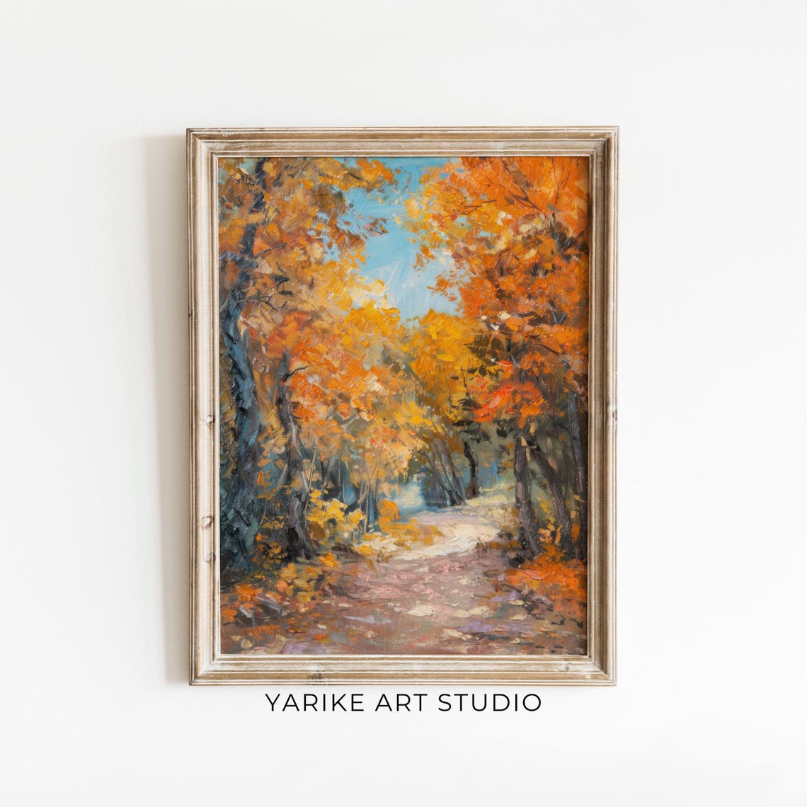 Golden Autumn Forest Path With Orange Canopy Landscape Poster