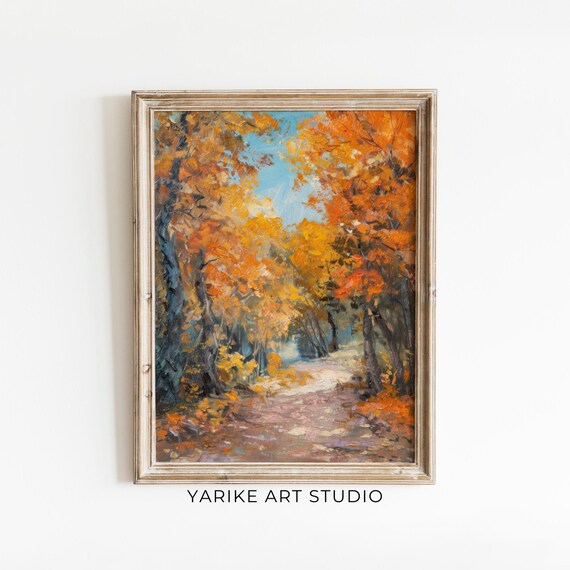 Golden Autumn Forest Path With Orange Canopy Landscape Poster