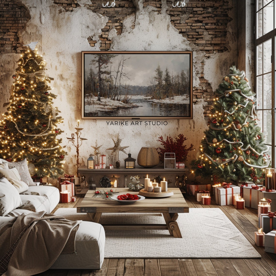 Winter Lake Frame Tv Art Vintage Winter Landscape Tv Art Neutral Winter Lake Painting Tv Screensaver Christmas Tv Art Decor 5 Tv - Image 2