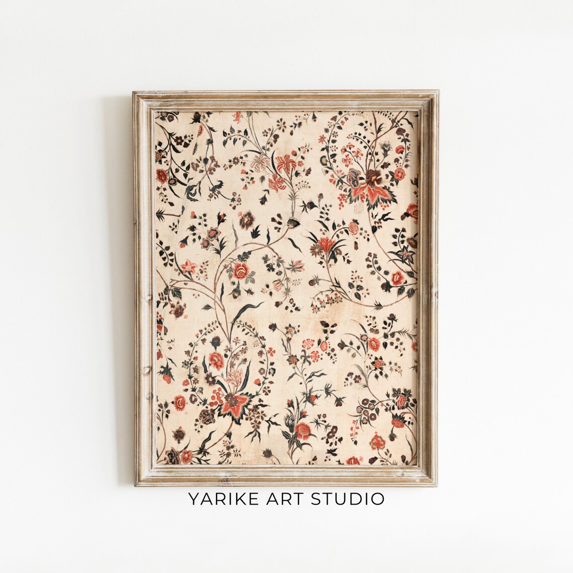 Vintage Botanical Pattern Art Print, Textile Art
