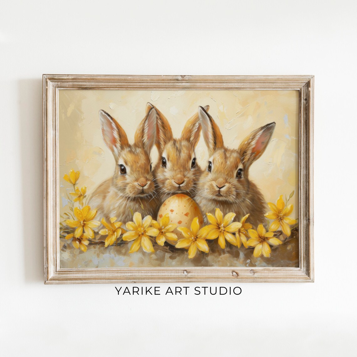 Cute Rabbits Vintage Easter Bunnies With Eggs