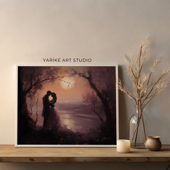 Dark Moody Romantic Print Valentines Day Wall Art Vintage Romance Decor Love Story Painting Yarike 262 Ai