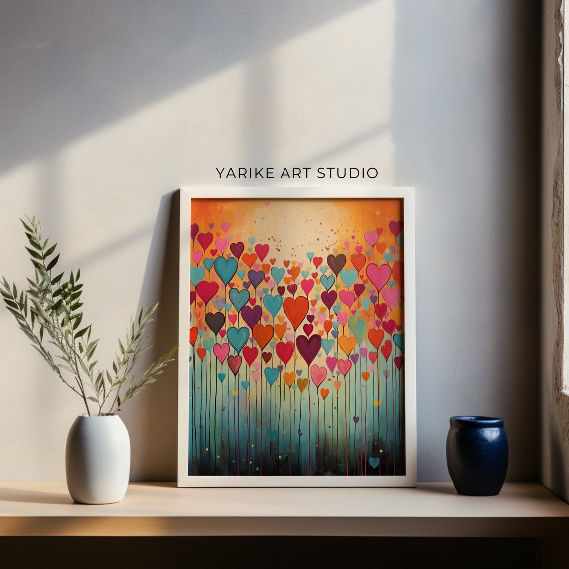 Colorful Heart Balloons Floating Up Gradient Valentine Poster - Image 2