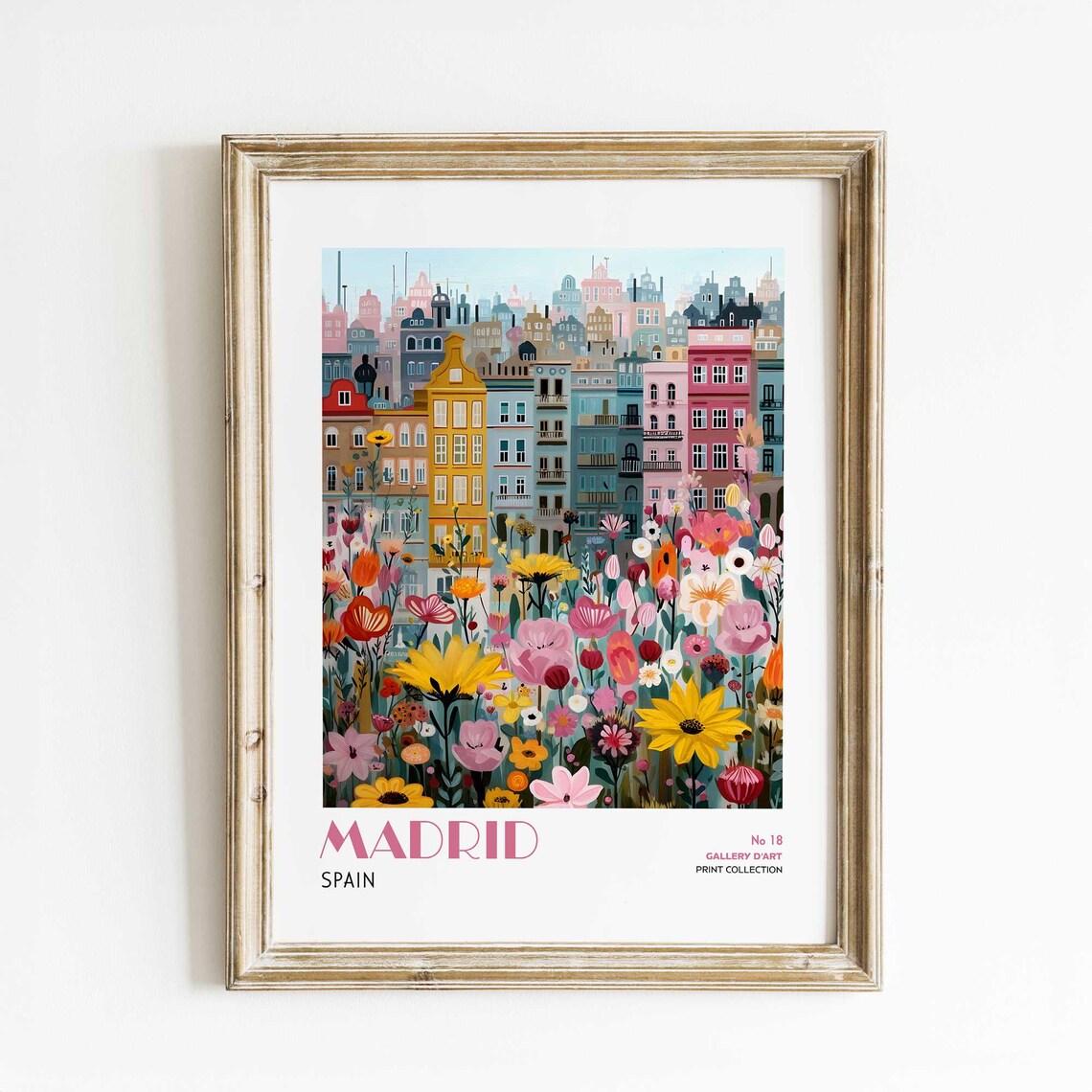 Madrid Colorful Spanish Cityscape, Travel Poster