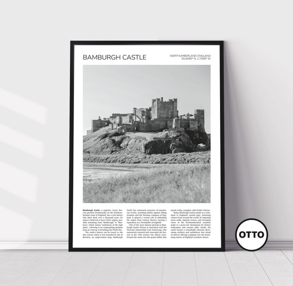 Bamburgh Castle Wall Art Northumberland Home Decor English Artful Travel Gift England United Kingdom Art Poster Print