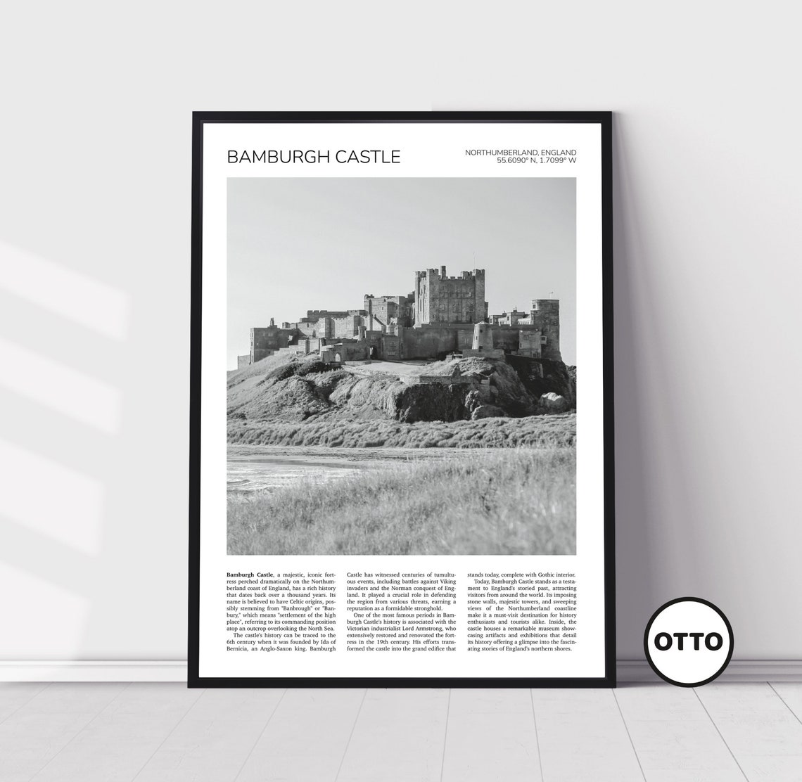 Bamburgh Castle Wall Art Northumberland Home Decor English Artful Travel Gift England United Kingdom Art Poster Print