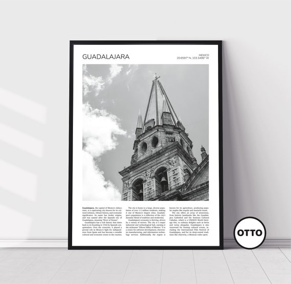 Guadalajara Wall Art Jalisco Home Decor Guadalajara Cathedral Assumption Of Our Lady Artful Travel Gift Mexico Art Poster Print