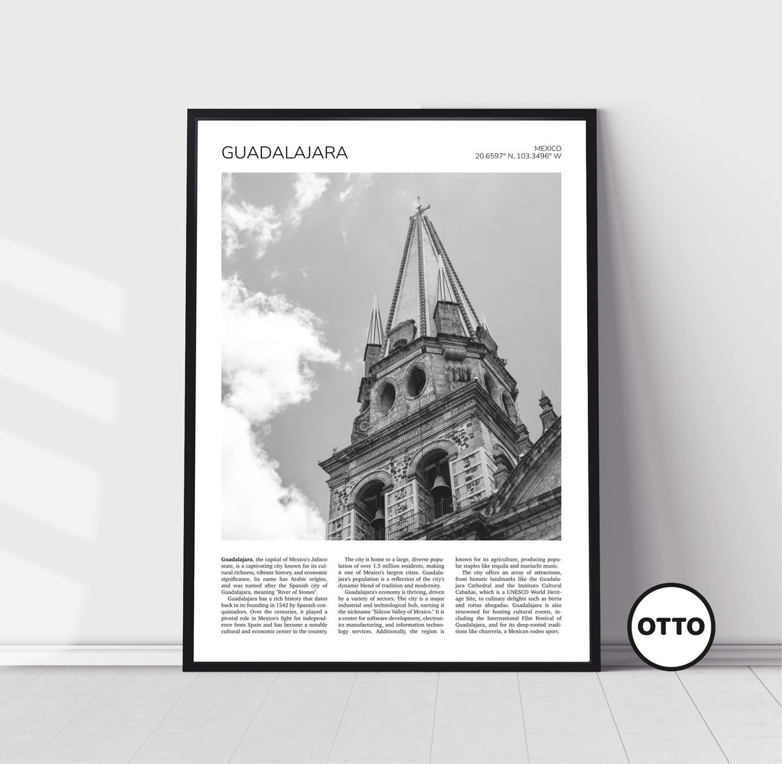 Guadalajara Wall Art Jalisco Home Decor Guadalajara Cathedral Assumption Of Our Lady Artful Travel Gift Mexico Art Poster Print