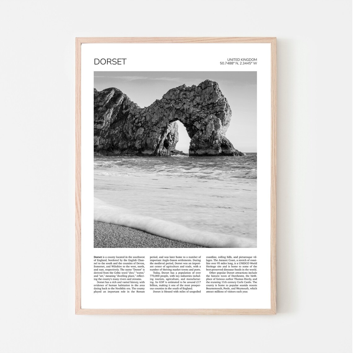 Durdle Door Dorset Travel Poster, Jurassic Coast