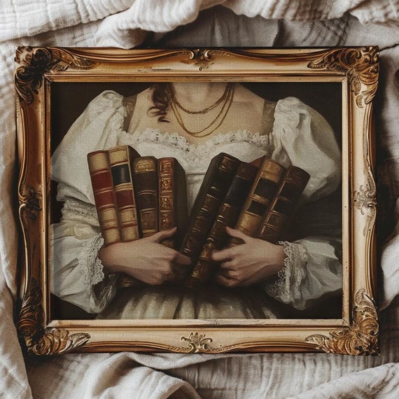 Dark Academia Art Vintage Book Wall Art Dark Cottagecore Decor For Reading Nook Wall Art For Dorm Room Decor Vintage Art Print Library Art