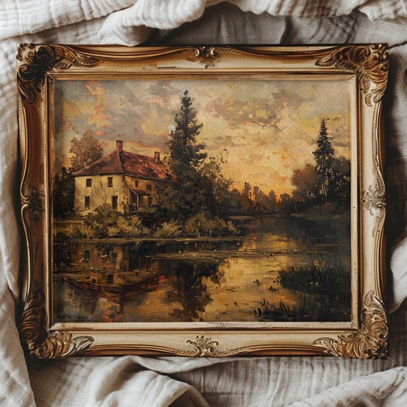 Vintage Cottagecore Painting Print Warm Tone Wall Art Brown Tone Wall Art Moody Wall Art Cottagecore Wall Decor Vintage Oil Painting Print