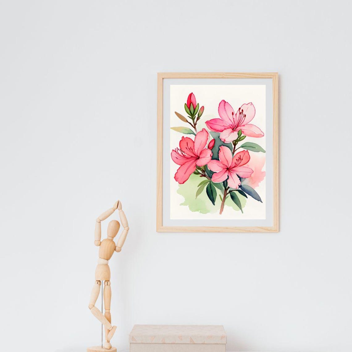 Pink Azalea Blossoms Watercolor Botanical Spring Flower Wall Art Print - Image 3