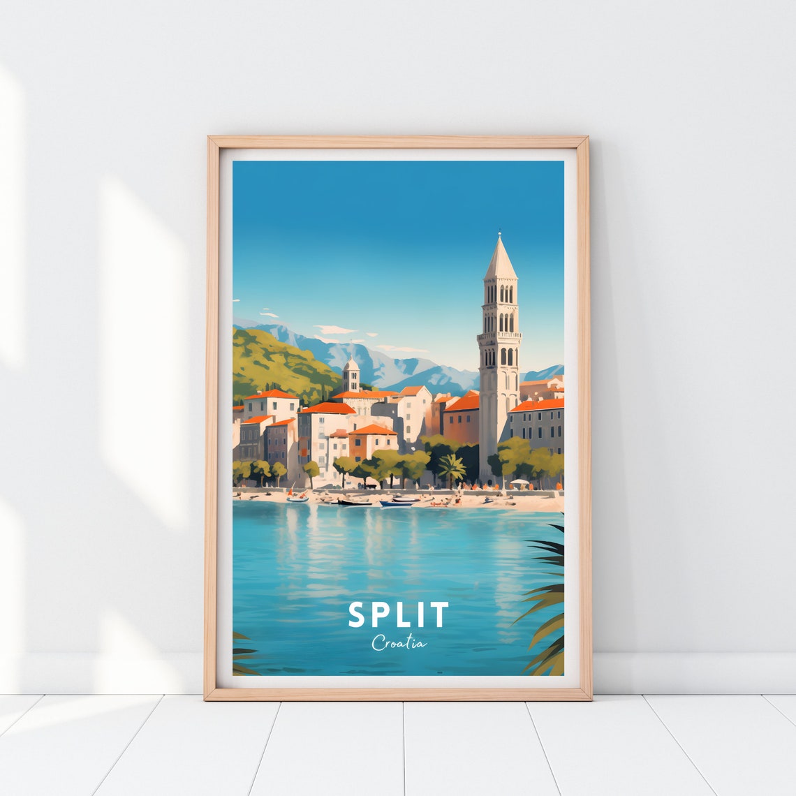 Split Croatia Harbor Bell Tower Adriatic Retro Travel Poster - Image 2