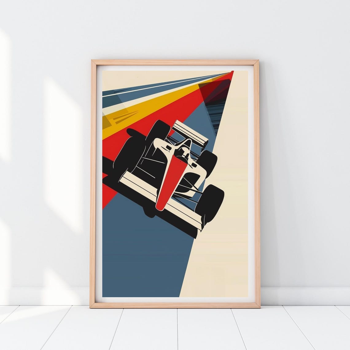 Vintage Retro Formula 1 Race Car Speed Racing Stripes Art Poster - Image 2
