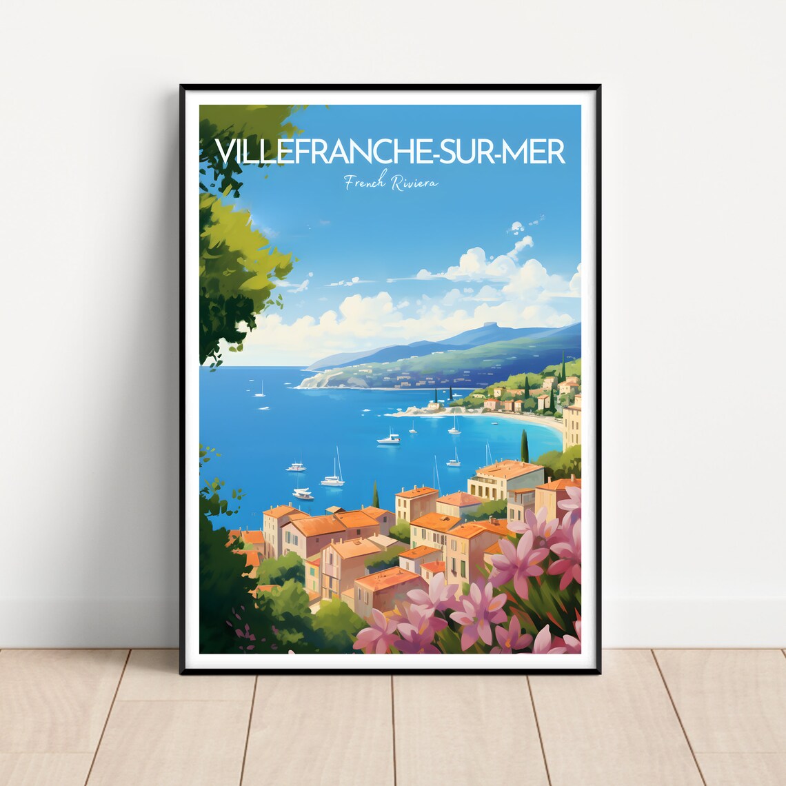Villefranche Sur Mer French Riviera Bay Coastal Travel Poster