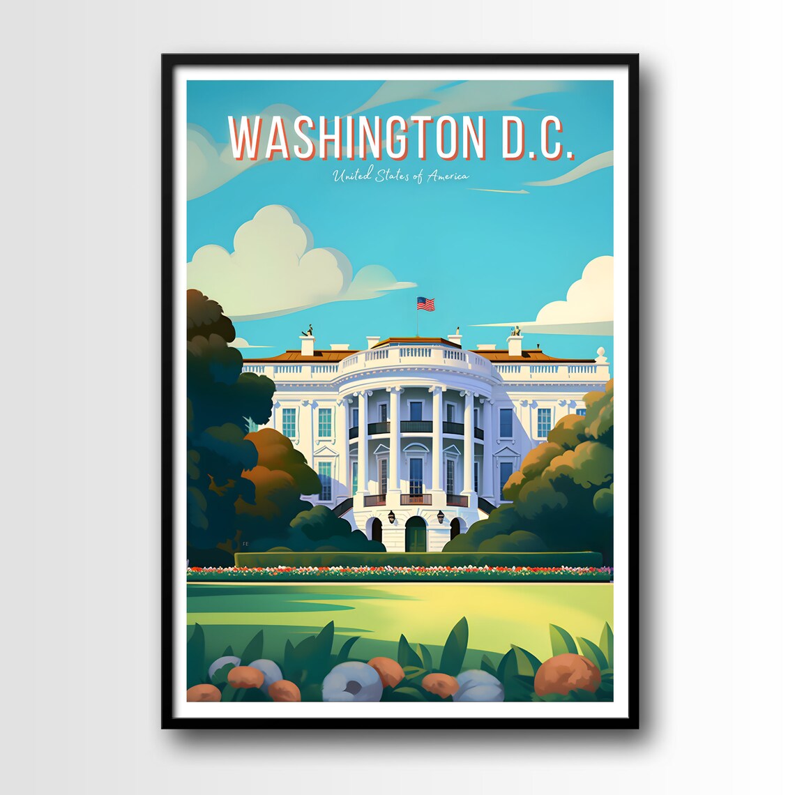Washington DC Travel Poster, White House Art Print